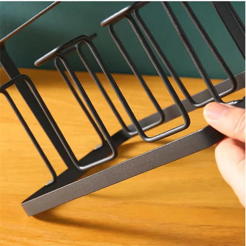 Black Kitchen Glass Holder with 6 Hooks