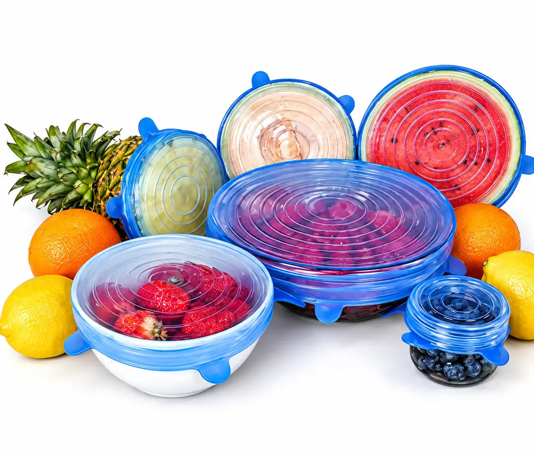 6 Pcs Kitchen Silicone Stretch Lids โ Reusable Food Covers