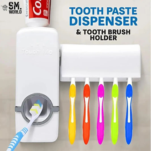 Toothpaste Dispenser With 5 Toothbrush Holder