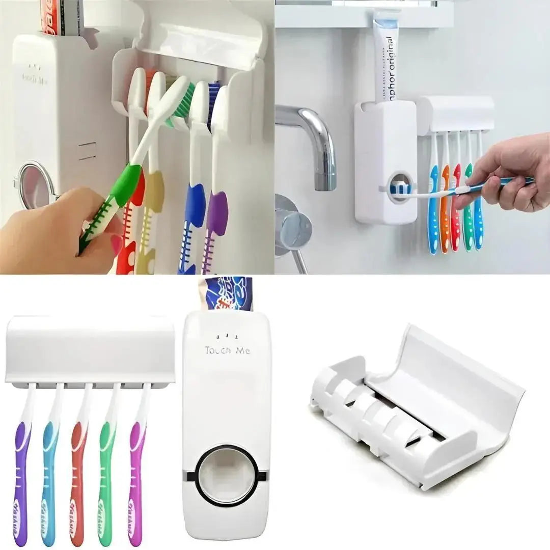 Toothpaste Dispenser With 5 Toothbrush Holder