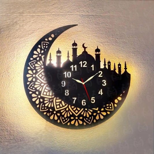 Islamic 3D Wooden LED Wall Clocks