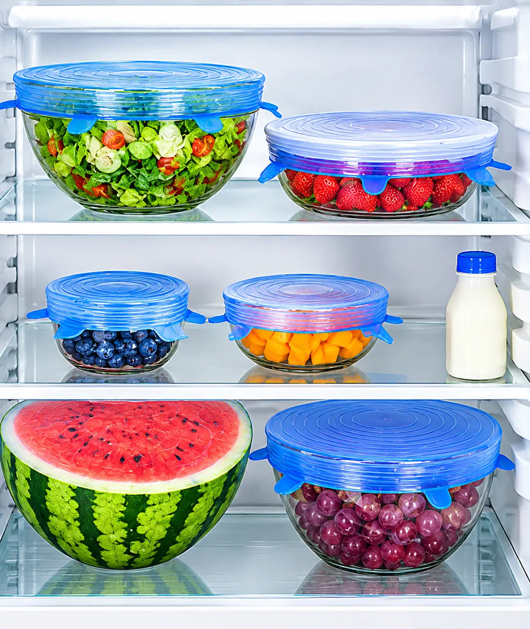 6 Pcs Kitchen Silicone Stretch Lids – Reusable Food Covers