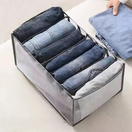 7 Compartment Jeans Organizer Gray Foldable Storage