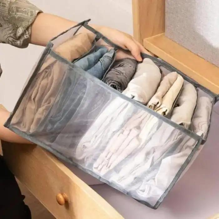 7 Compartment Jeans Organizer Gray Foldable Storage