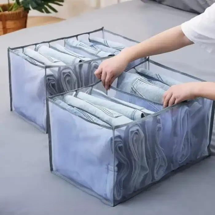 7 Compartment Jeans Organizer Gray Foldable Storage