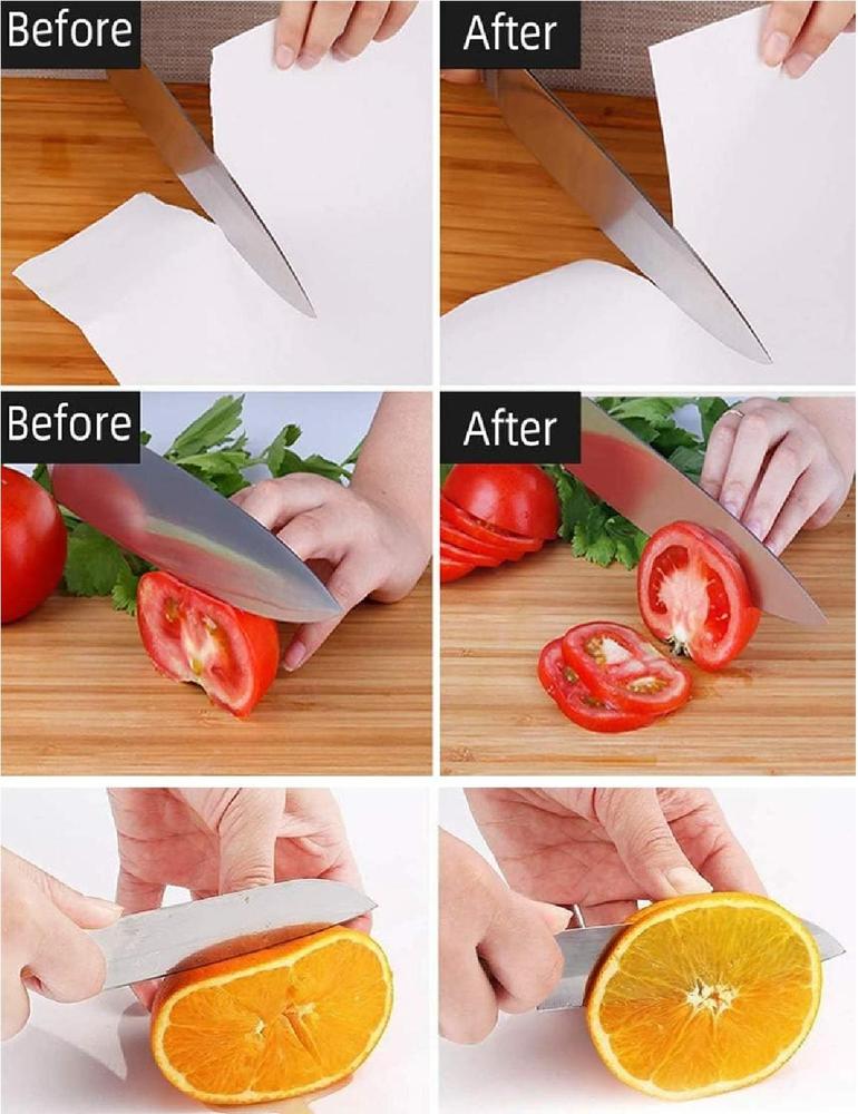 3-in-1 Knife Sharpener Stainless Steel in Black & Red